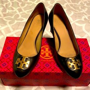 Soft leather Tory Burch wedge heels barely used